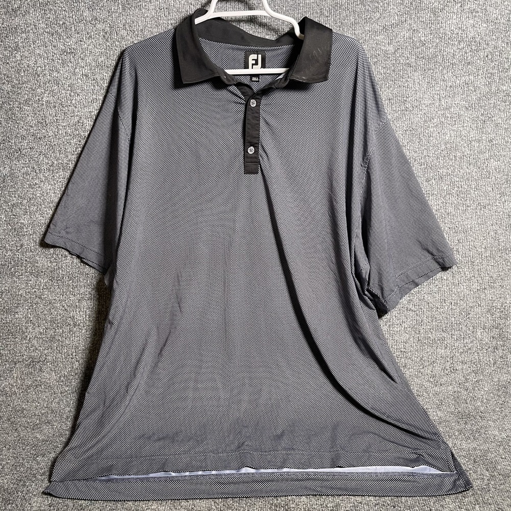 Footjoy Athlete Fit Golf Polo Short Men's Sz 2XL Short Sleeve Gray Checkered
